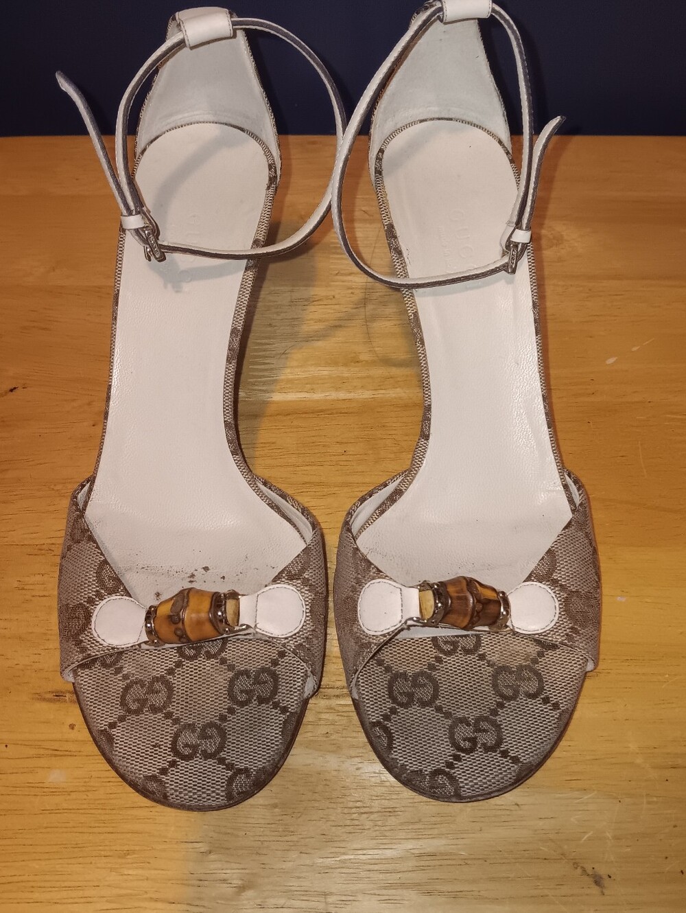 Gucci GG Monogram Bamboo Sandals Size 35